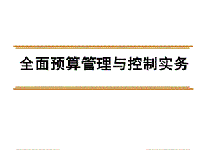 全面预算管理与控制实务.ppt