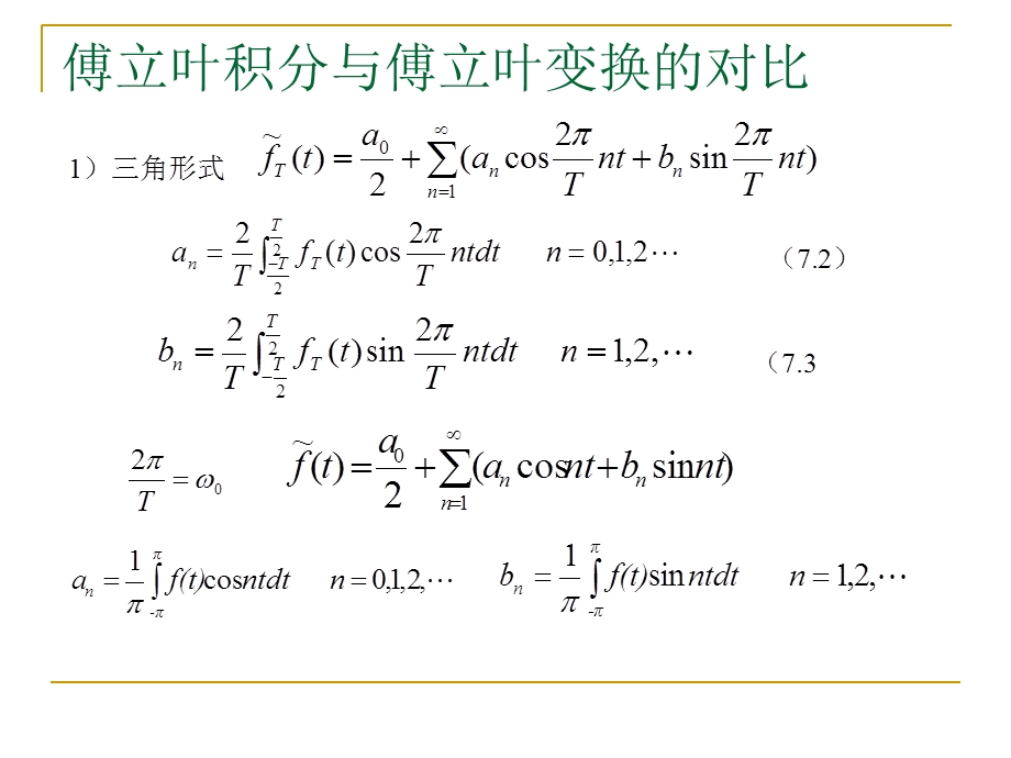 傅立叶积分与傅立叶变换的对比.ppt_第1页