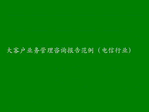 大客户业务管理咨询报告范例(电信行业).ppt