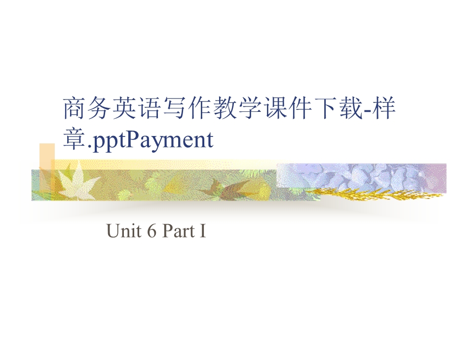 商务英语写作教学课件-样章PAYMENT.ppt_第1页