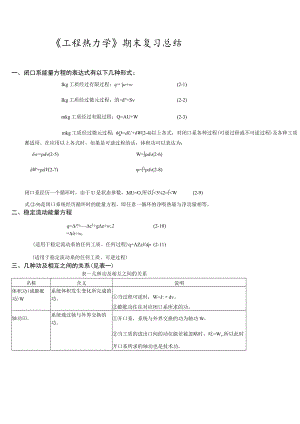 西建《工程热力学》期末复习总结.docx