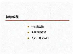 外汇黄金初级教程.ppt