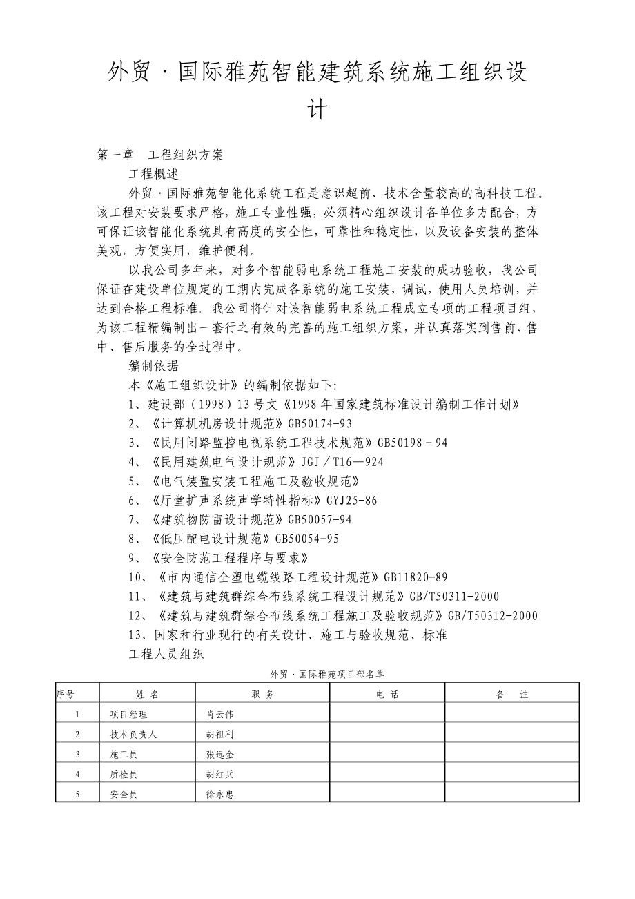 外贸·国际雅苑智能建筑系统施工组织设计方案.doc_第1页