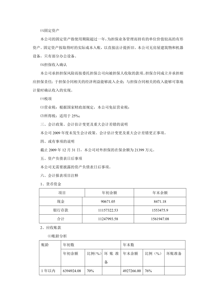 中小企业信用担保有限公司报表附注说明.doc_第2页