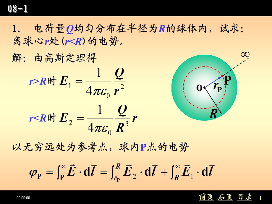 电荷量Q均匀分布在半径为R的球体内.ppt_第1页