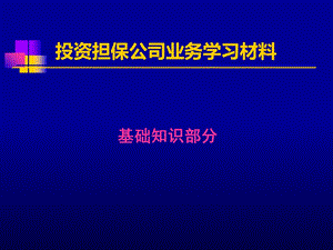 投资担保公司业务学习材料.ppt