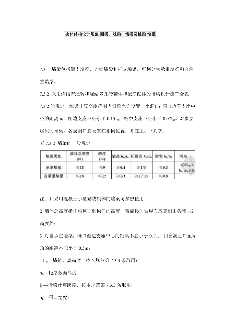 砌体结构设计规范(圈梁、过梁、墙梁及挑梁、墙梁).doc_第1页