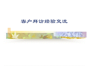 拜访客户-客户拜访经验交流.ppt