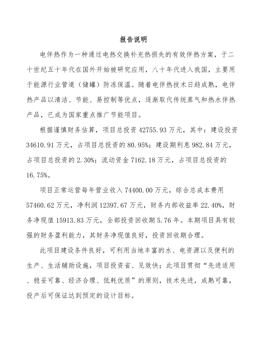 大同电伴热带项目可行性研究报告范文参考.docx_第1页