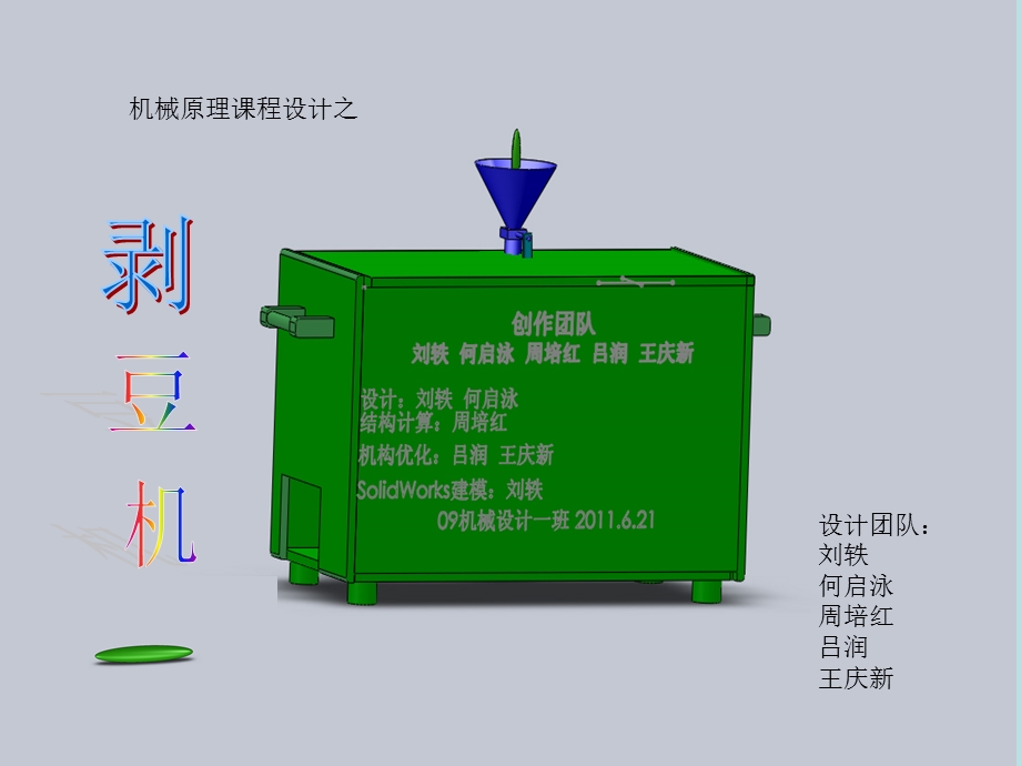 机械设计说明书剥豆机模板.ppt_第1页