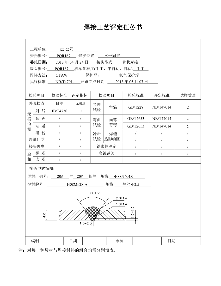 20φ88.9x4管状对接焊接工艺评定氩弧焊.doc_第2页