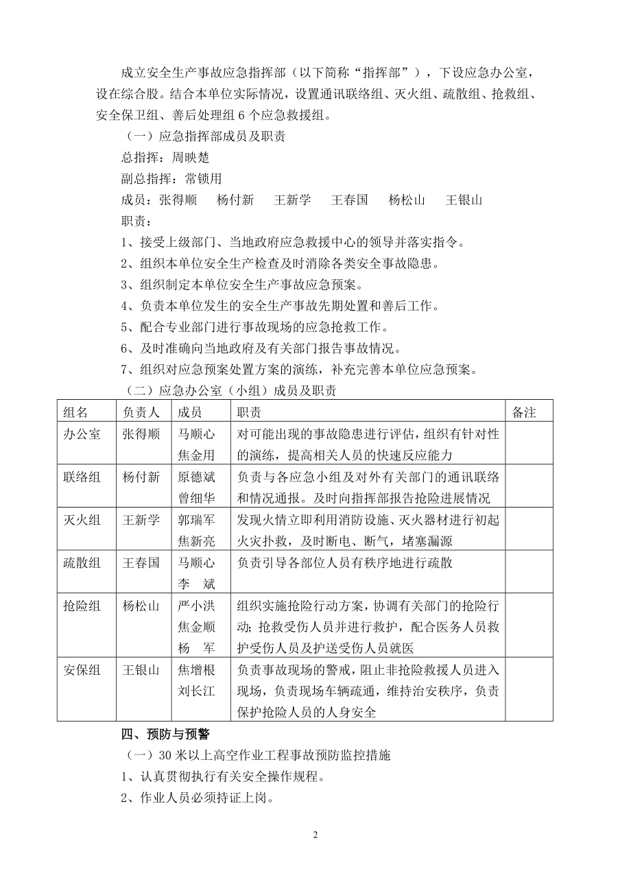 30米以上高空作业工程事故现场处置方案.doc_第2页