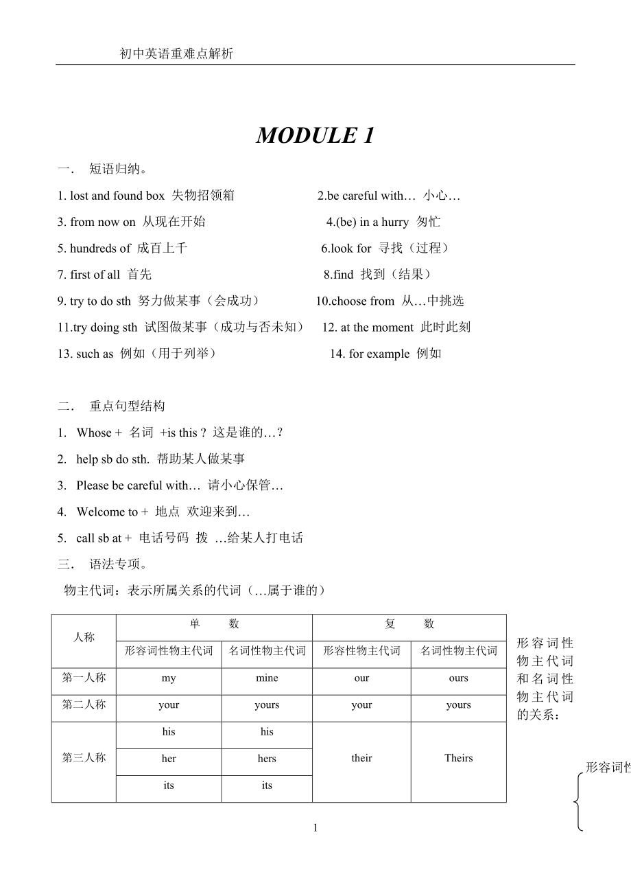 外研版七年级英语下册期末复习资料(全).docx_第1页