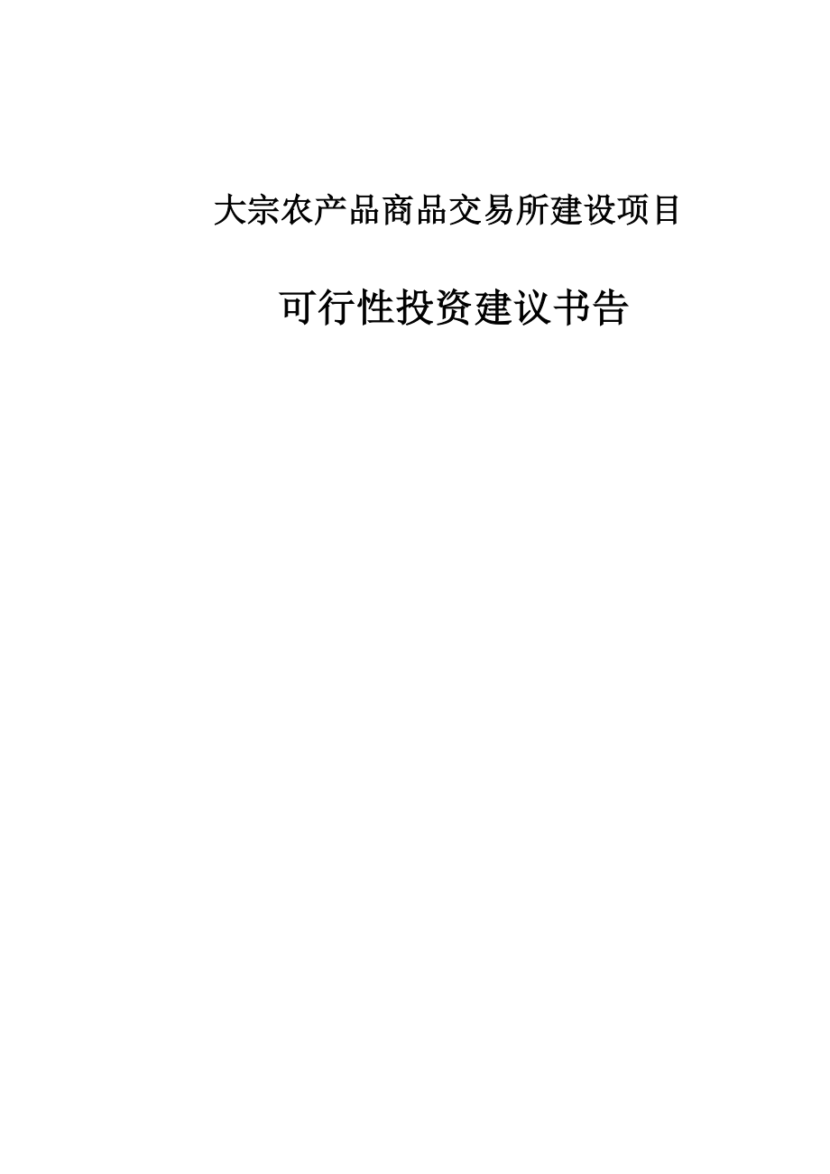 大宗农产品商品交易所建设项目可行性研究报告.doc_第1页