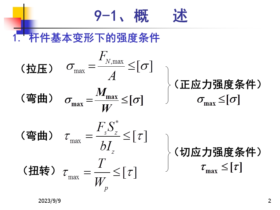 工程力学教学课件第9章强度理论.ppt_第2页