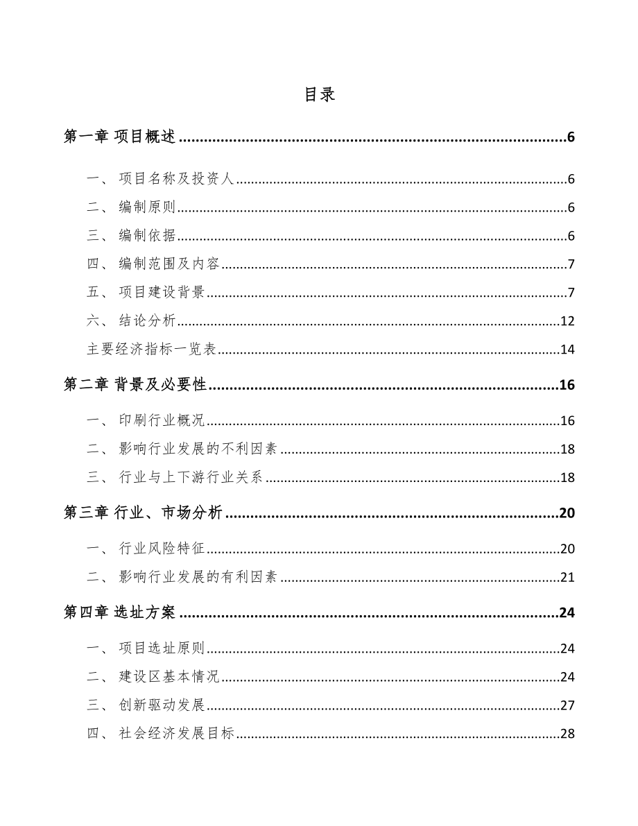 大同印刷包装项目可行性研究报告模板范本.docx_第1页