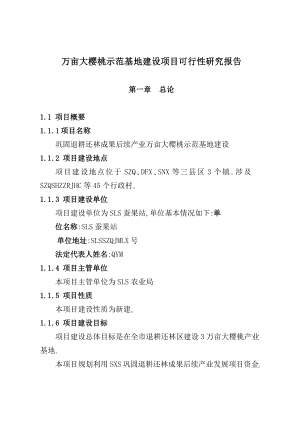 大樱桃产业示范基地建设项目可行性研究报告.docx