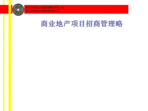 现代商业地产项目招商管理策略.ppt