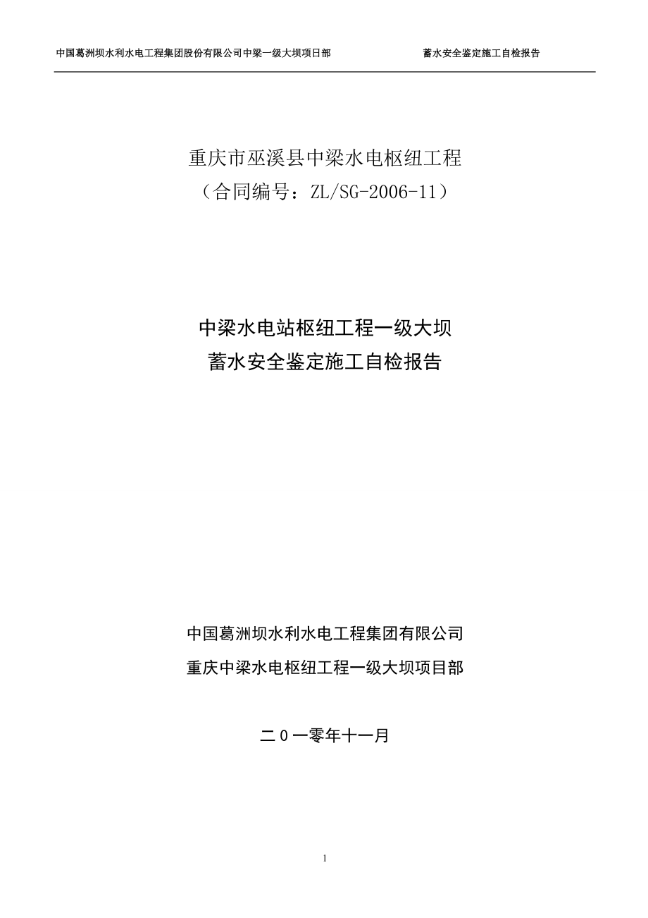 大坝蓄水安全鉴定施工自检报告.doc_第1页