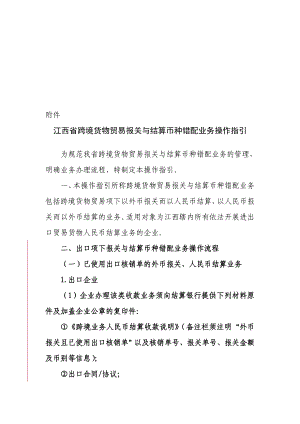 江西省跨境货物贸易报关与结算币种错配业务操作指引.doc