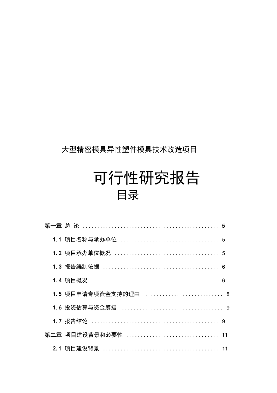 大型精密模具异性塑件模具技术改造项目可行性研究报告.docx_第1页