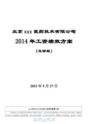 医药技术有限公司工资绩效方案.doc