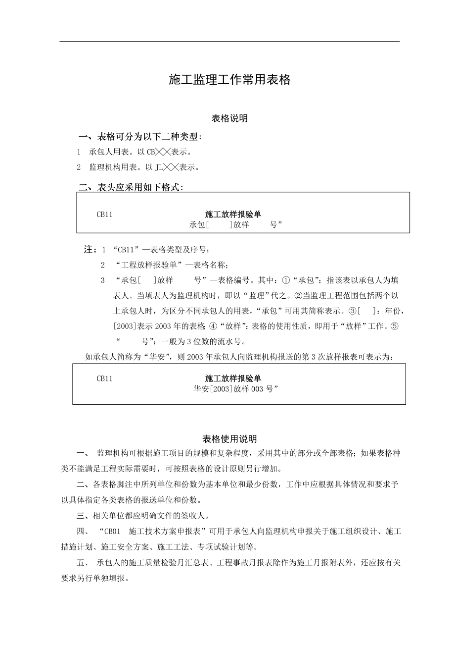 水利工程建设项目施工监理常用表格(无条文说明).doc_第1页