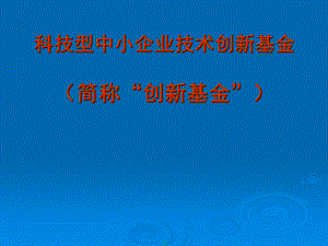 科技型中小企业技术创新基金培训内容.ppt