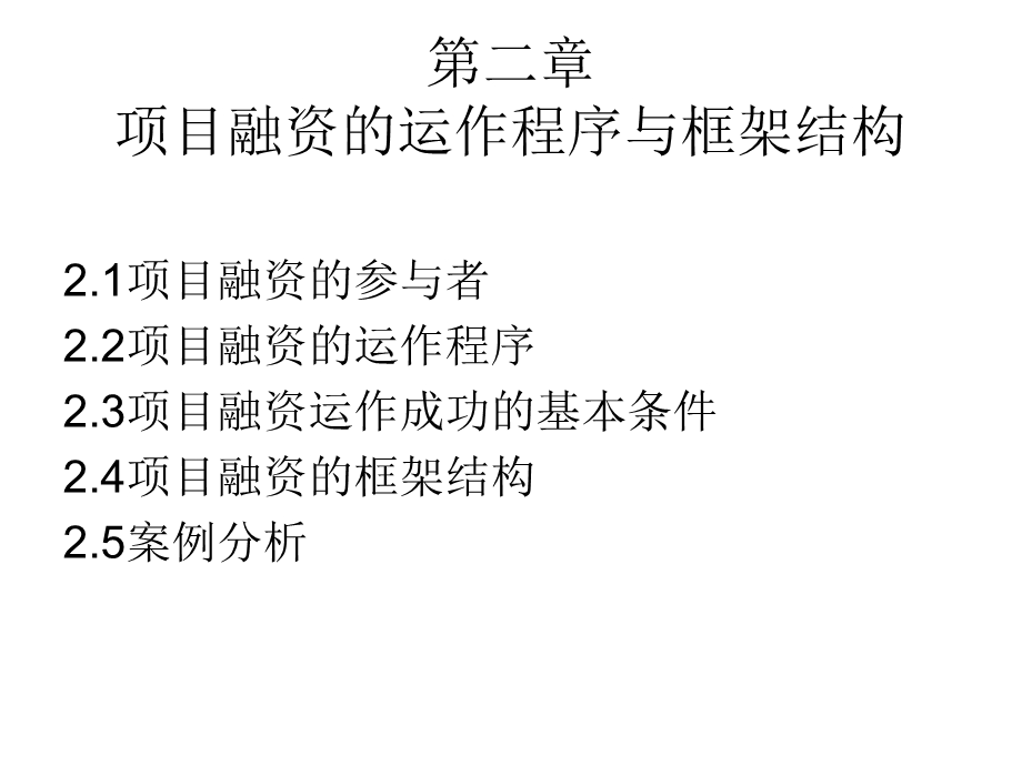 项目融资的运作程序与框架.ppt_第1页