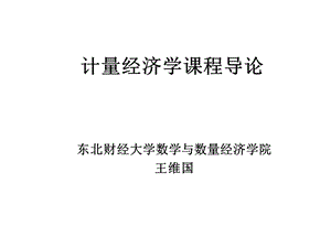 计量经济学课程导论王维国.ppt