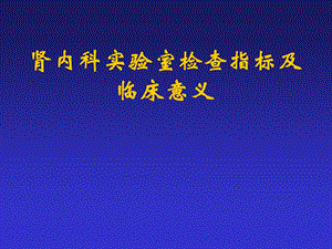 肾内科实验室检查指标及临床意义.ppt