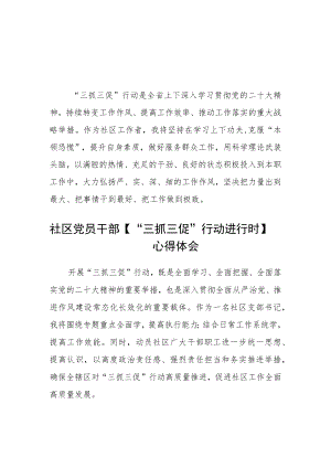 社区工作人员“三抓三促”进行时心得体会参考范文(3篇).docx