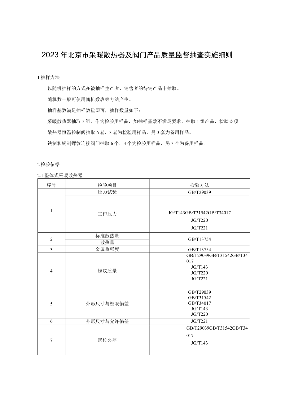 2023年北京市采暖散热器及阀门产品质量监督抽查实施细则.docx_第1页