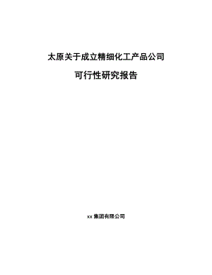 太原关于成立精细化工产品公司可行性研究报告.docx