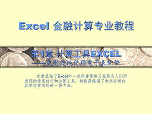 计算工具EXCEL(Excel金融计算专业教程).ppt