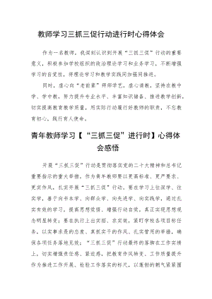 教师学习三抓三促行动进行时心得体会精选范文(3篇).docx