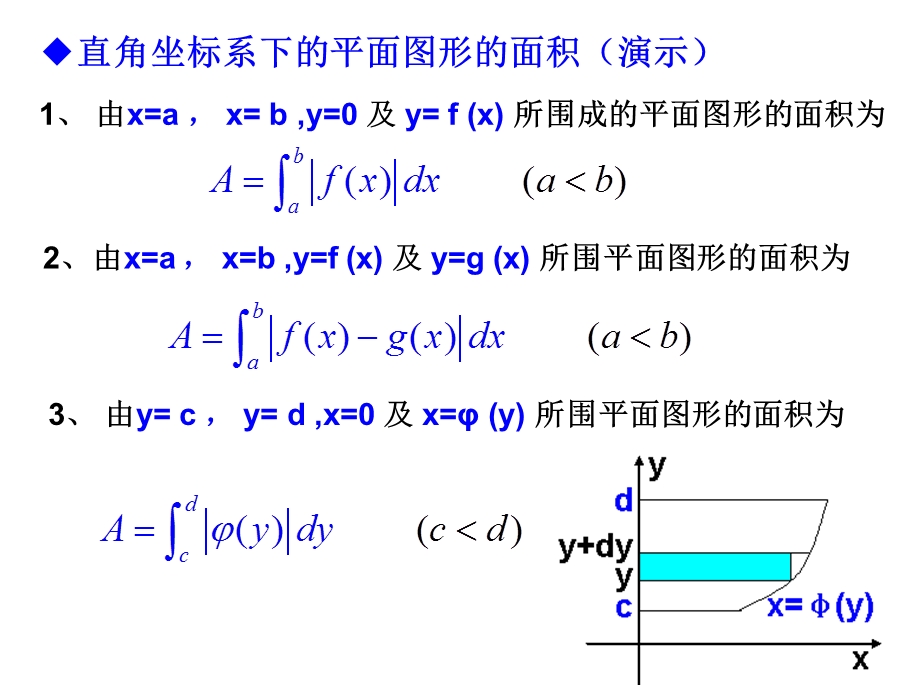 直角坐标系下平面图形的面积和旋转体的体积.ppt_第3页