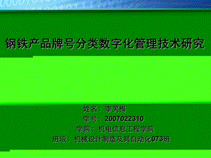 钢铁产品牌号分类数字化管理技术研究.ppt