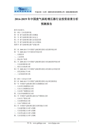 中国废气涡轮增压器行业投资前景分析预测报告.doc