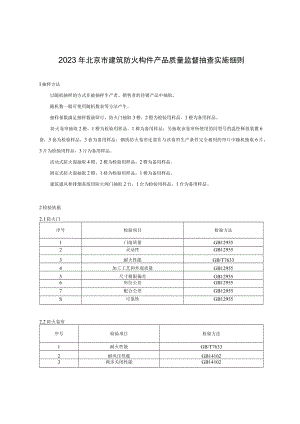 2023年北京市建筑防火构件产品质量监督抽查实施细则.docx