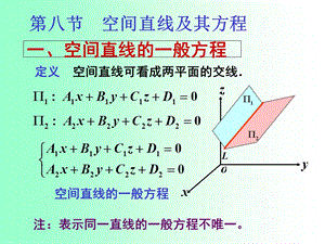 空间直线的一般方程.ppt