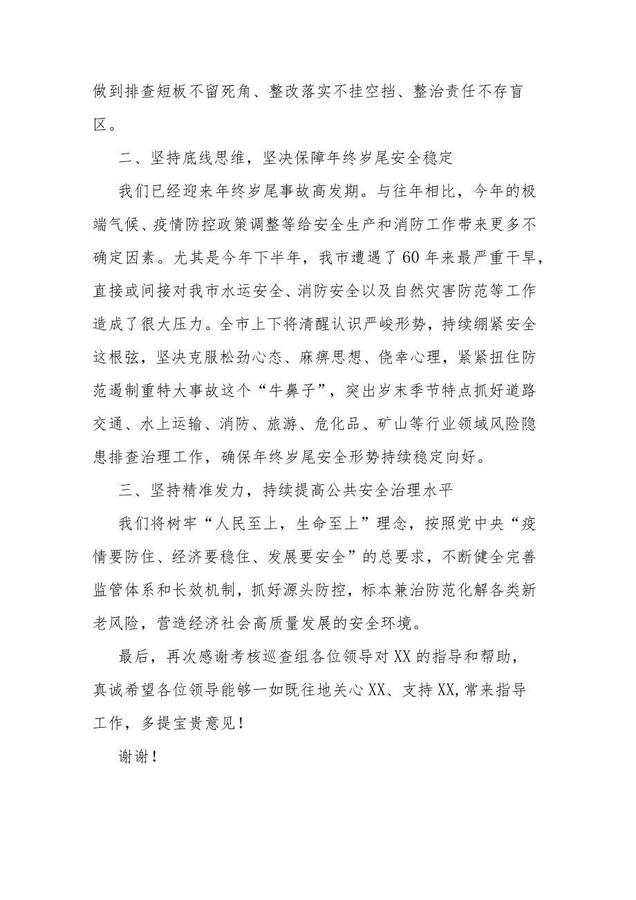 在2022年度安全生产和消防工作考核巡查反馈会上的表态发言.docx_第2页