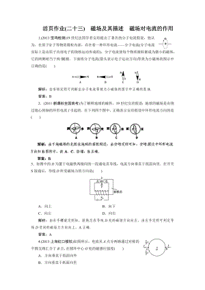 活页作业23 磁场及其描述 磁场对电流的作用 Word版含解析.doc