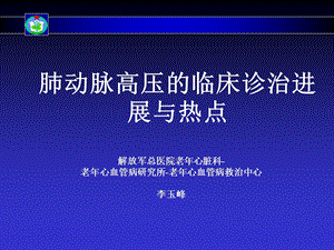 肺动脉高压的诊断治疗进展与热点分析.ppt