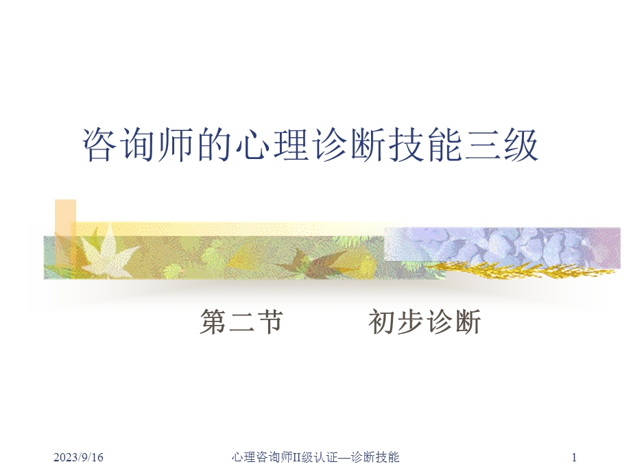 [其它考试]02心理咨询师的诊断三级二.ppt_第1页