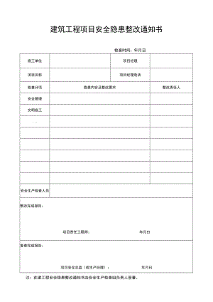 建筑工程项目安全隐患整改通知书.docx