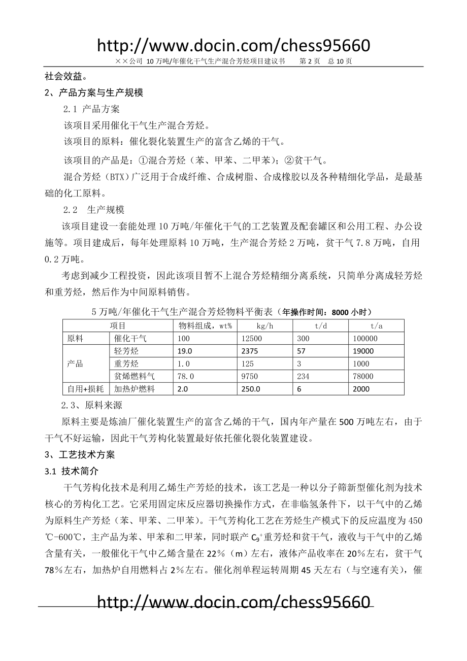 10万吨催化干气芳构化生产混合芳烃项目建议.doc_第3页