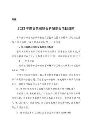 2023年度甘肃省联合科研基金项目指南.docx