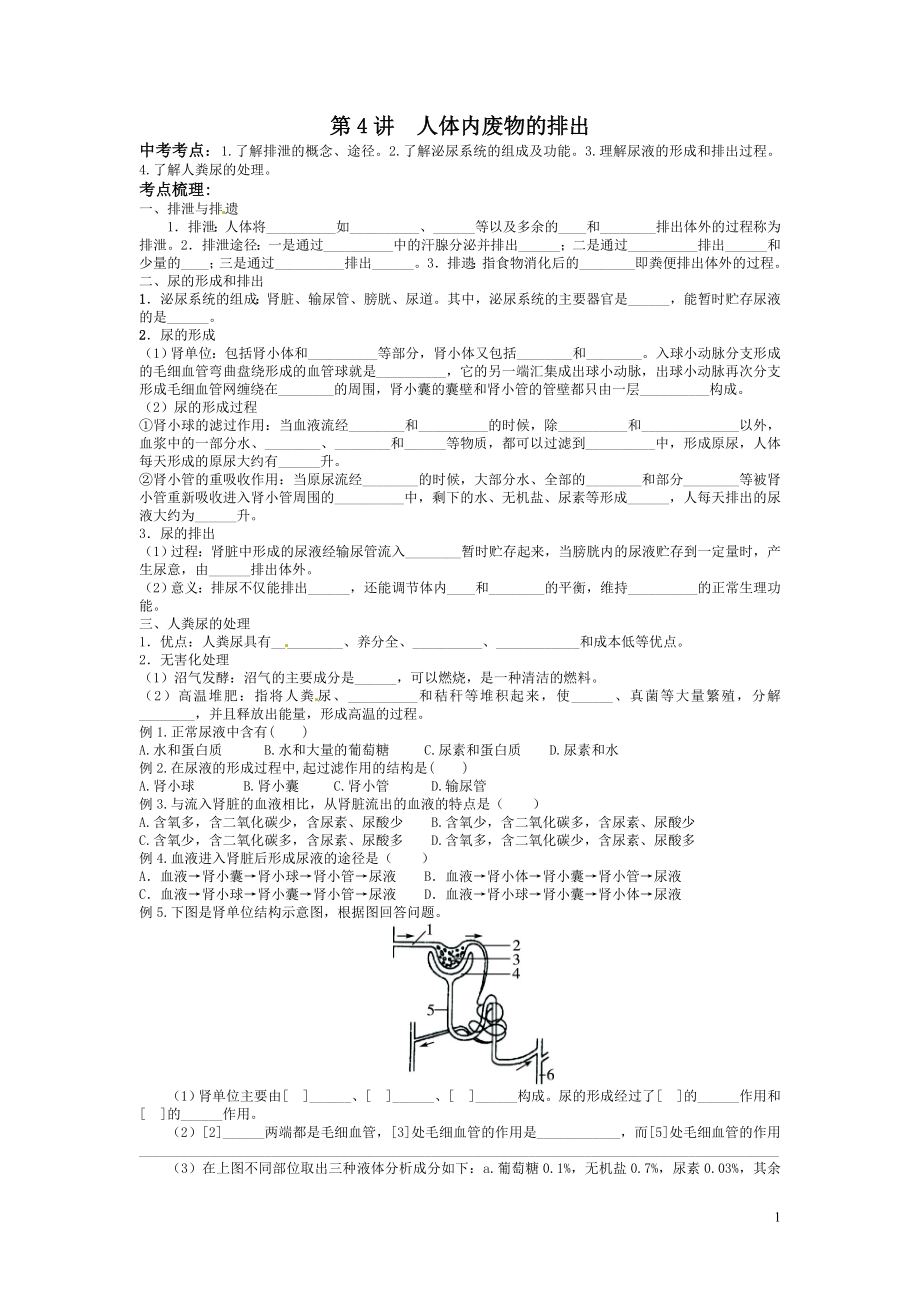 人体内废物的排出导学案.doc_第1页