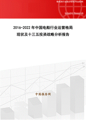 2022年中国电船行业运营格局现状及十三五投资战略分析报告.doc